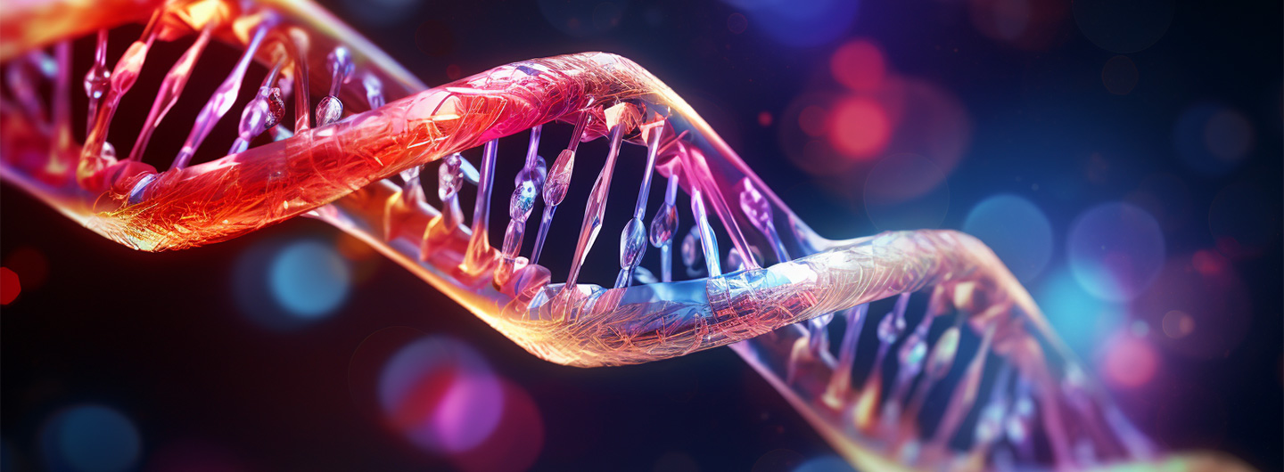 Bioinformatik Studium: ein illustrierter DNA Strang