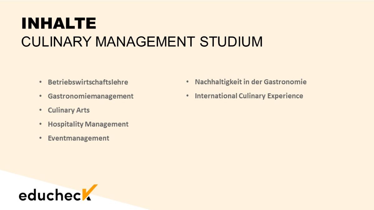 Die Inhalte im Culinary Management Studium als Übersicht