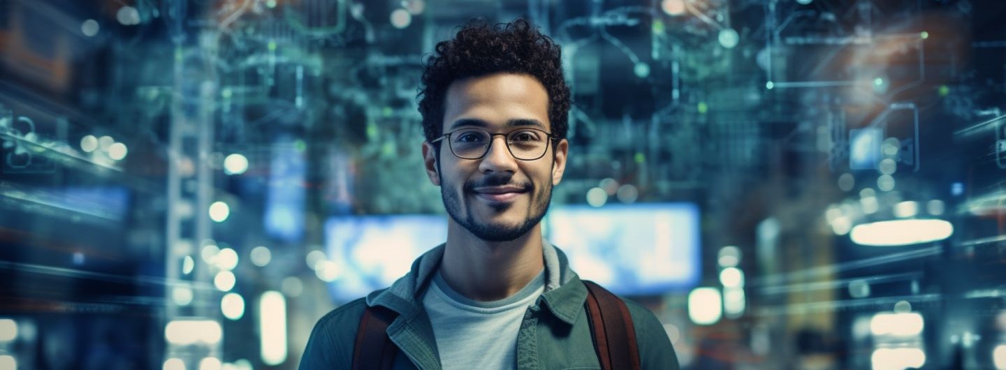 Netzwerkmanager für MS Windows Server Weiterbildung: Ein junger Netzwerkmanager lächelt in die Kamera