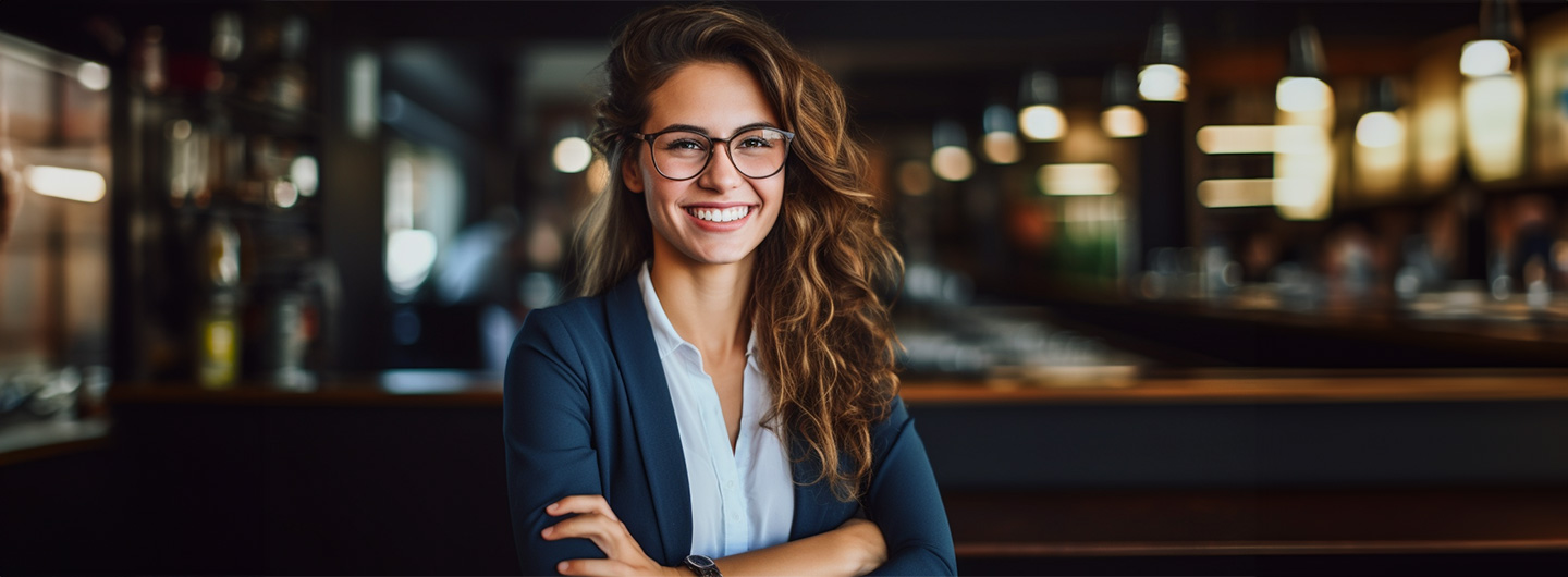 Personal Assistant Studium: ein weiblicher Personal Assistant mit Brille lächelt in die Kamera